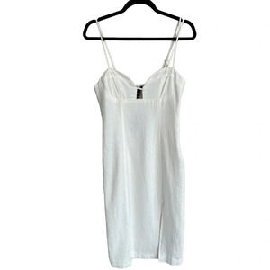 Forever 21 Dress Size S Spaghetti Straps Lined Linen Summer Zip Off White NWT